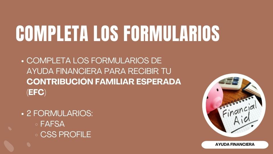 Completa los formularios de ayuda y becas
